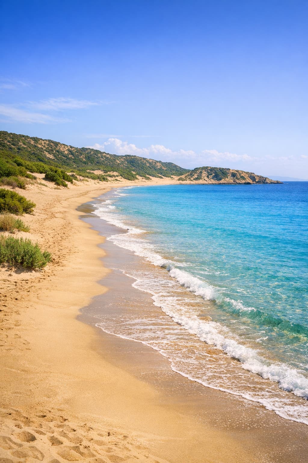 Serene scene of Golden Beach in North Cyprus with golden sands and gentle waves