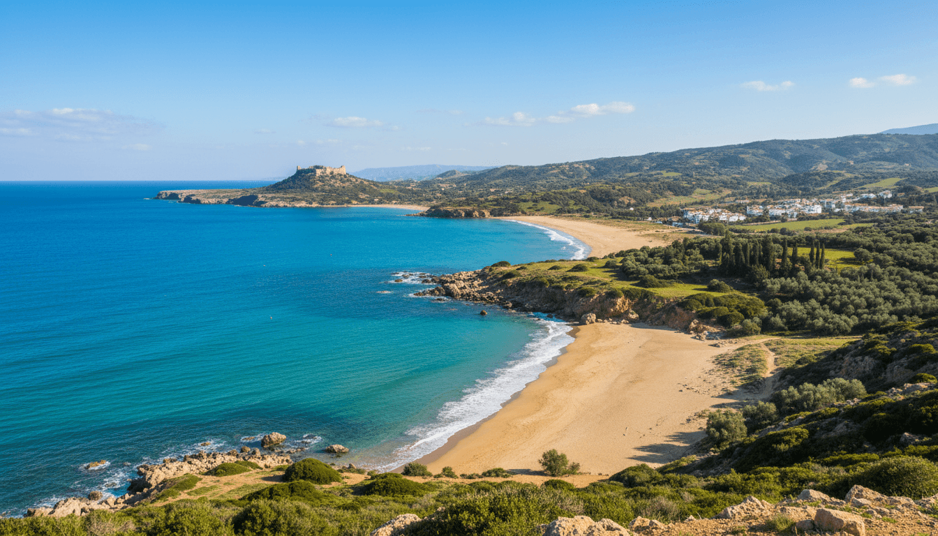 Beautiful North Cyprus coastline with turquoise waters and golden beach